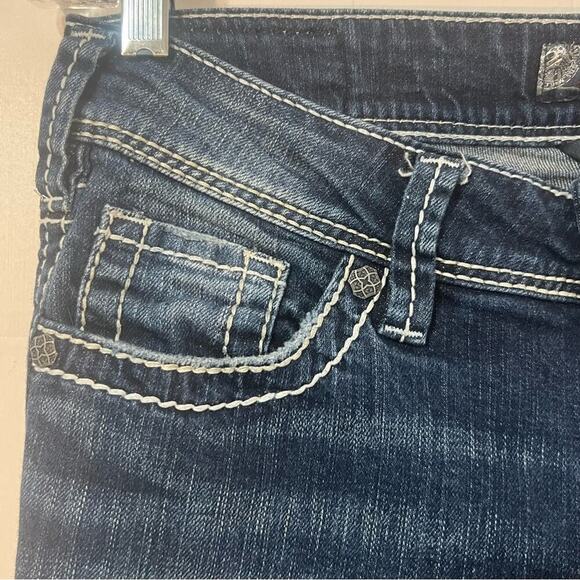 Silver Suki Mid Rise Y2K Bikercore Moto Bootcut Denim Jeans Size 28 - Picture 6 of 9